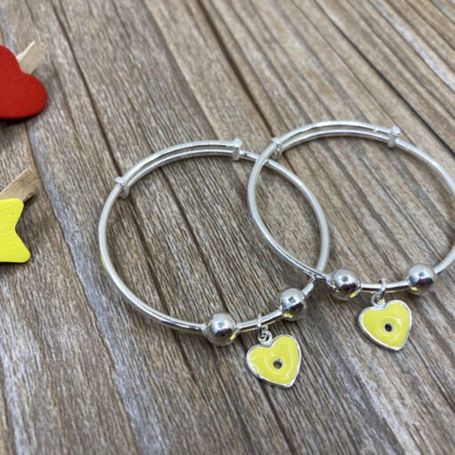 Pure Silver Kids Heart design Adjustable Bracelets