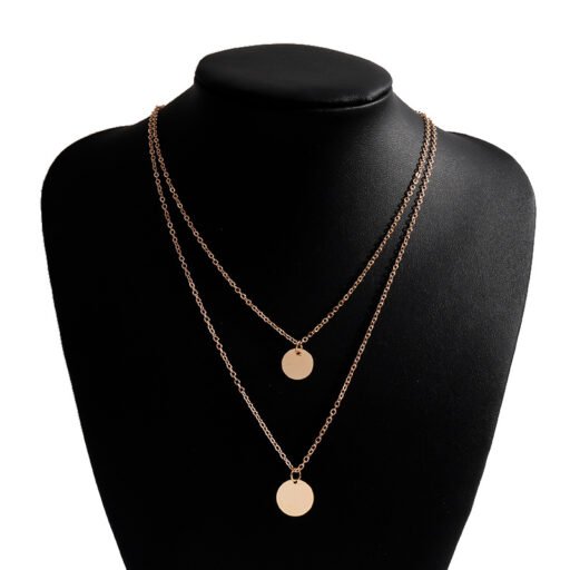 Double layered Gold Circles Chain Necklace