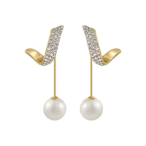 Pearl Drop Zircon Gold Earring