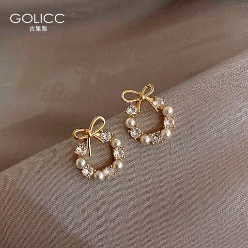 Infinity Pearl And Zircon Cute Earrings