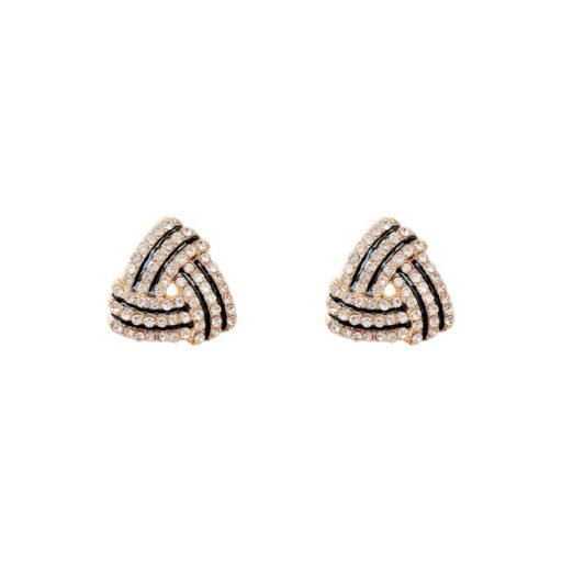 Studded Black Triangle Earrings