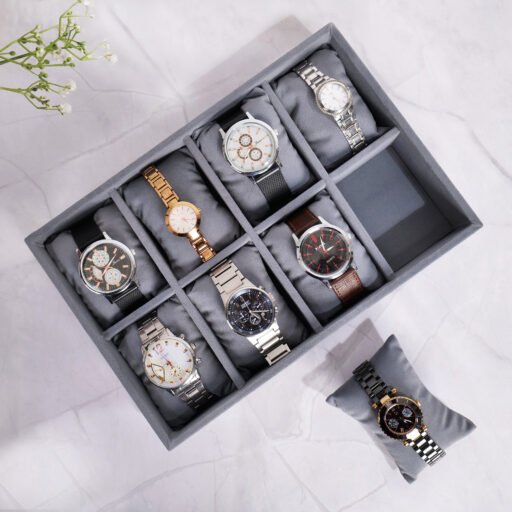 Luxury Velvet 8 Slot Watch Tray