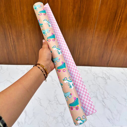 Dual Side Pink Check Gift Wrapping Paper