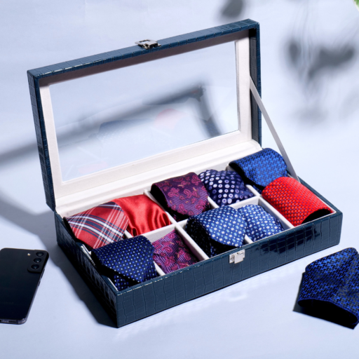 Tie & Pocket Square Box With Glass Top