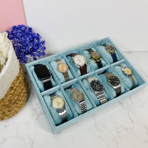 10 Slot Velvet Watch Tray