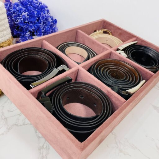 6 Slot Velvet Belt Tray