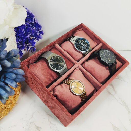 4 Slot Velvet Watch Tray