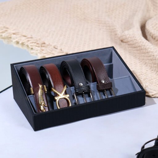 5 Slot Luxury Vegan Leather Belt Tray